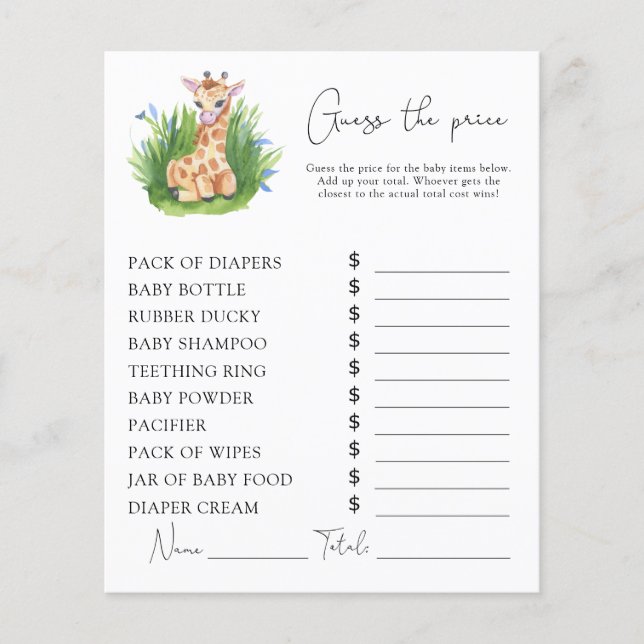 Giraffe - Price Guess game (Front)