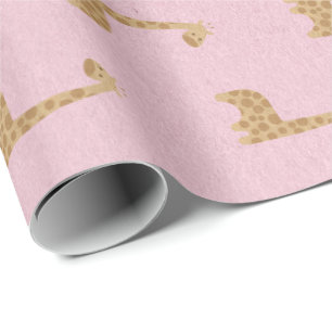 Giraffe Princess Pastel Pink Rose Delicate Wrapping Paper