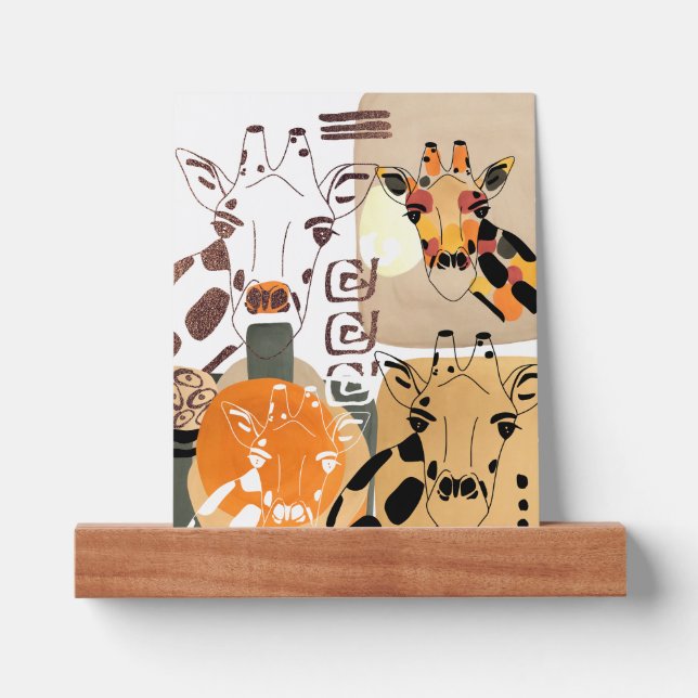 Giraffe Print Abstract Wild Animal Warm Earth Tone Picture Ledge (Front)