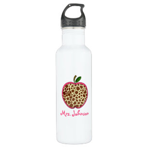 Giraffe Print Apple Gym Teacher Stainless Steel Water Bottle