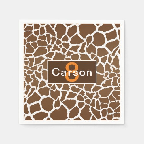 Giraffe print birthday napkins