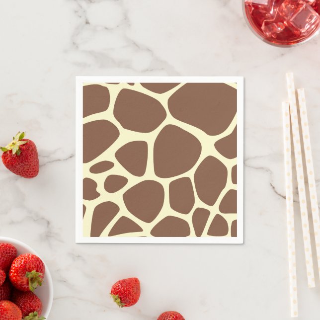 Giraffe Print, Brown Giraffe, Animal Print, Jungle Paper Napkins (Insitu)
