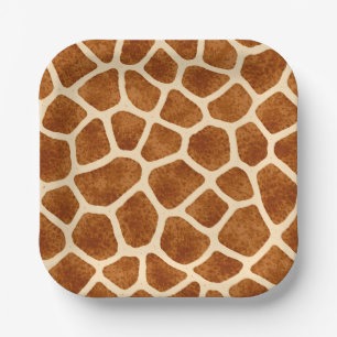 Giraffe Print Brown Tan Baby Shower Safari-Themed  Paper Plates