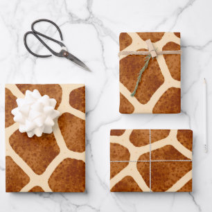 Giraffe Print Brown Tan Baby Shower Safari-Themed Wrapping Paper Sheets