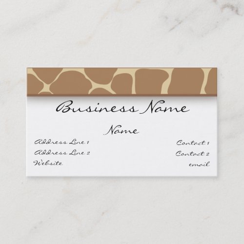 Giraffe Print Business Card