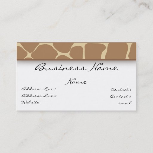 Customizable Giraffe Print Business Card