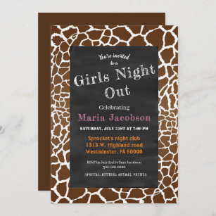 Giraffe print chalkboard invitation