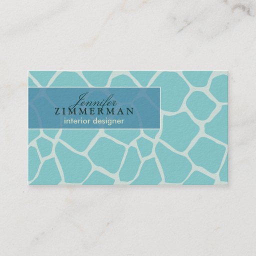 Customizable Giraffe Print Designer Business Card :: Aqua