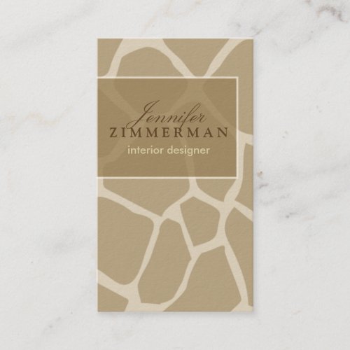 Giraffe Print Designer Business Card :: Beige