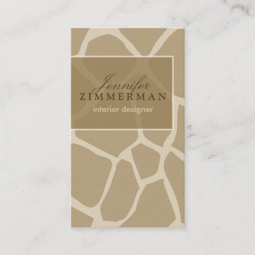 Customizable Giraffe Print Designer Business Card :: Beige
