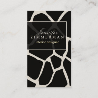 Giraffe Print Designer Business Card :: Black