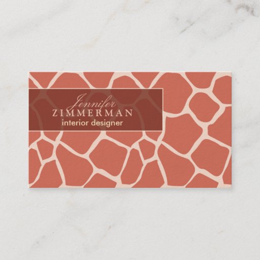 Customizable Giraffe Print Designer Business Card :: Coral