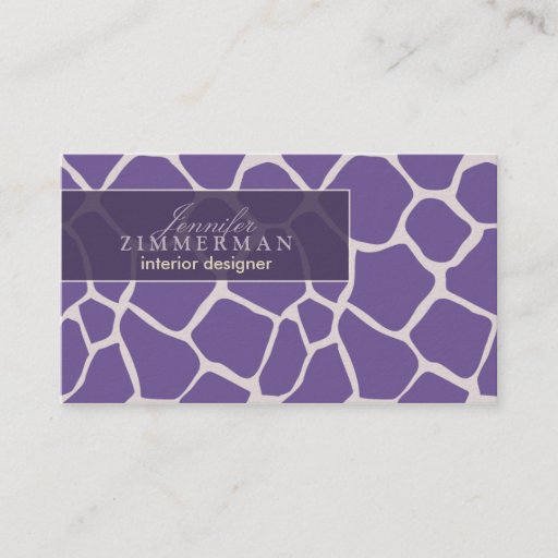 Customizable Giraffe Print Designer Business Card :: Purple