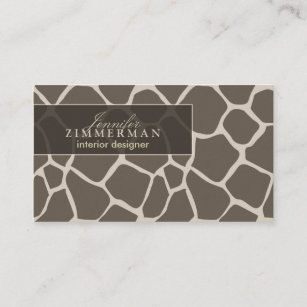 Giraffe Print Designer Business Card :: Taupe