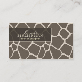 Giraffe Print Designer Business Card :: Taupe