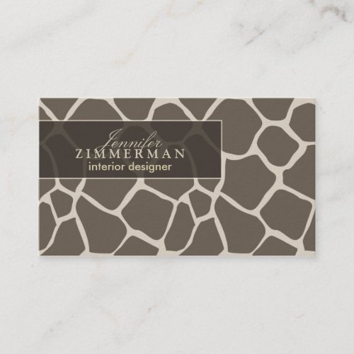 Giraffe Print Designer Business Card  Taupe