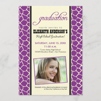 Giraffe Print Graduation Announcement (purple)