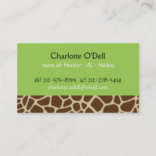 giraffe print green mommy card