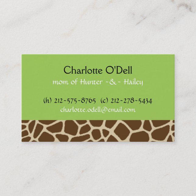 giraffe print green mommy card (Front)