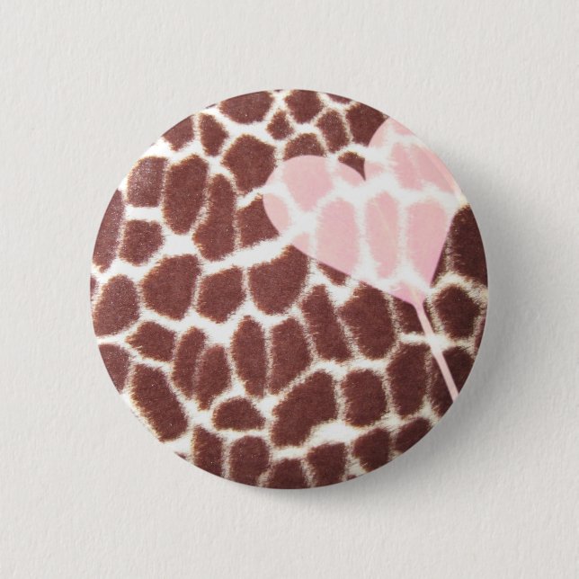 Giraffe Print Heart Button (Front)