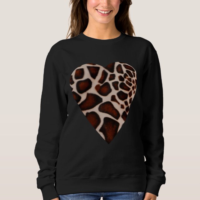Giraffe Print Heart Pattern Gift Giraffe Skin Sweatshirt (Front)