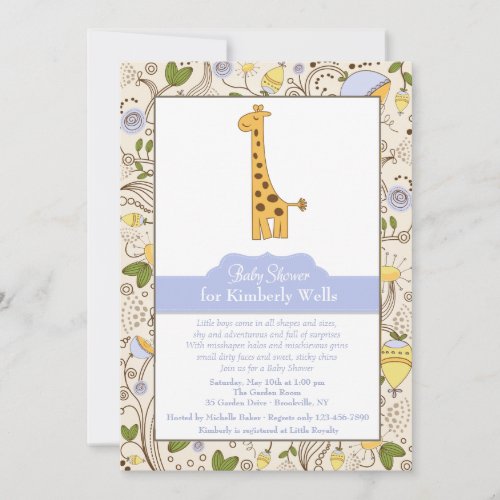 Giraffe Print in Blue Invitation