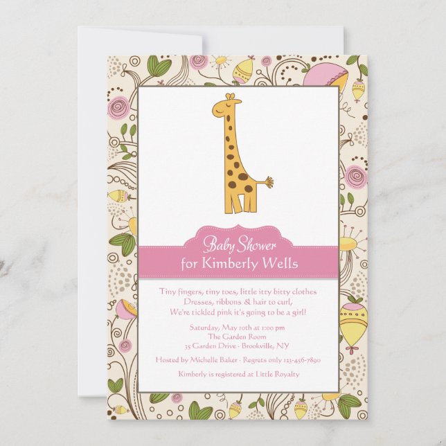 Giraffe Print in Pink Invitation (Front)