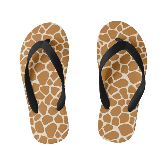 Giraffe Print Kid's Flip Flops (Footbed)
