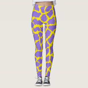 Giraffe Print Leggings with Purple Background
