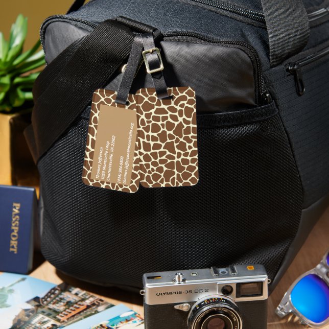 Giraffe Print Luggage Tag (Front & Back)