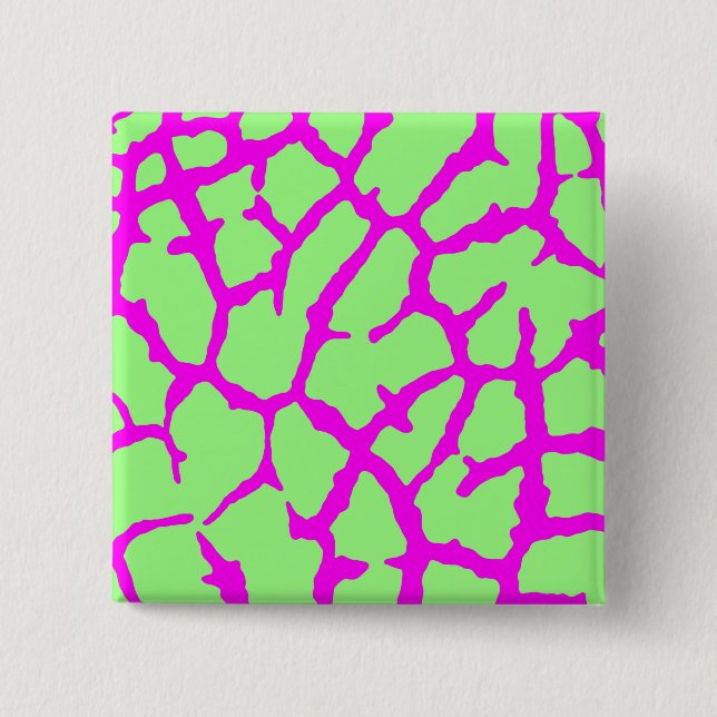 Giraffe Print Mint Fuchsia Button (Front)