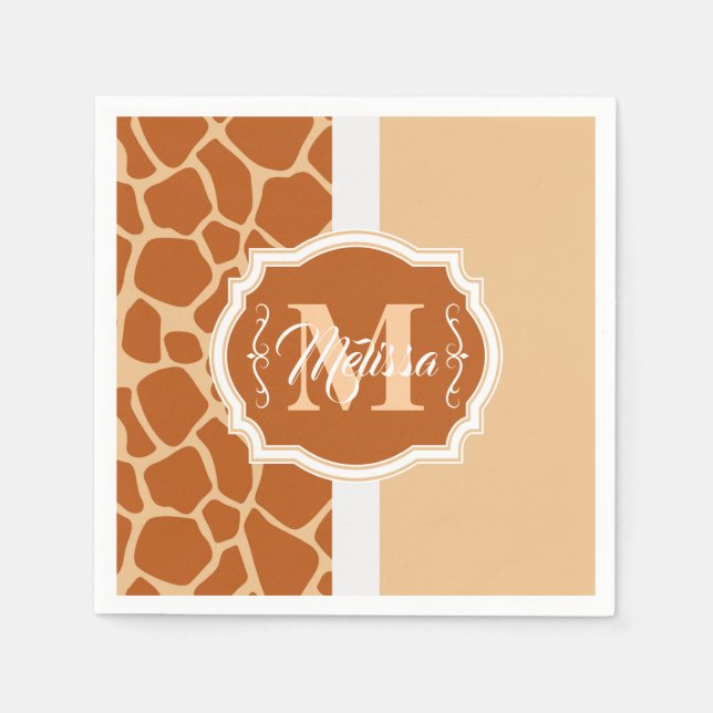 Giraffe Print Monogram Napkins (Front)