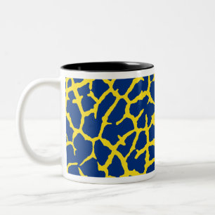 Giraffe Print Navy Yellow Two-Tone Coffee Mug