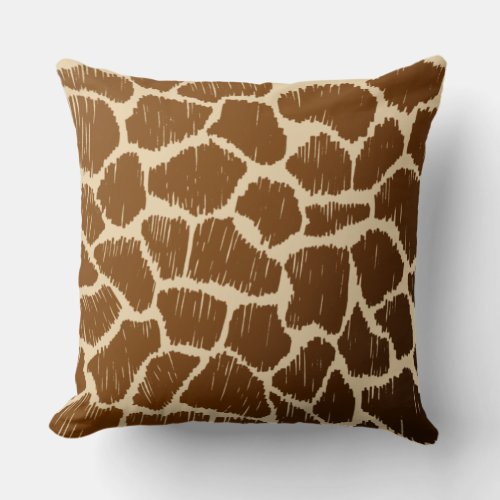 Giraffe Print Ombre Brown Light Caramel Throw Pillow