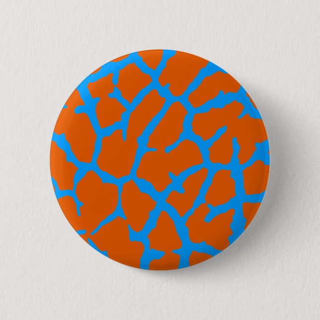 Giraffe Print Orange Cyan Button (Front)