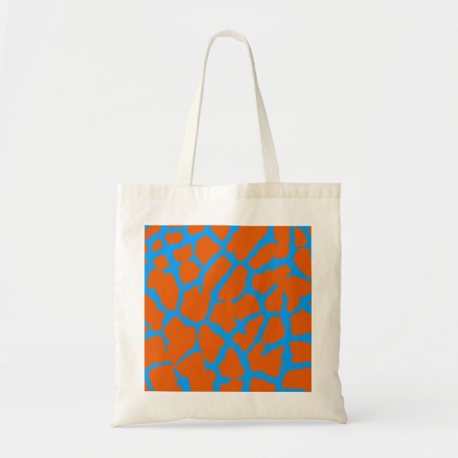 Giraffe Print Orange Cyan Tote Bag (Front)