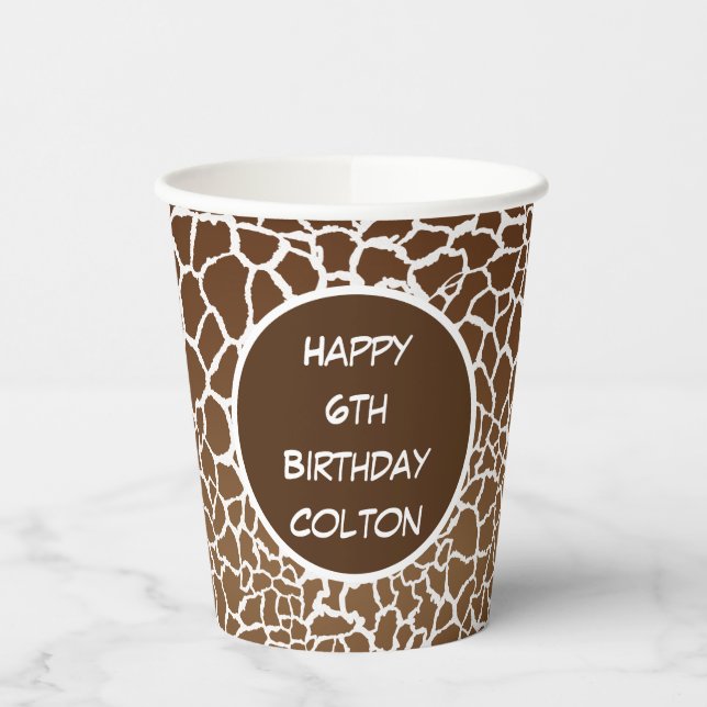 Giraffe print  paper cups (Left)