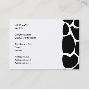 Giraffe Print Pattern. Animal Print Design, Black Business Card