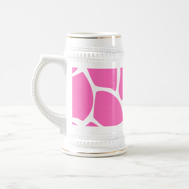 Giraffe Print Pattern in Bright Pink. Beer Stein (Left)