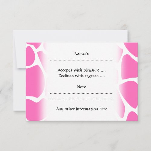 Giraffe Print Pattern in Bright Pink. Invite