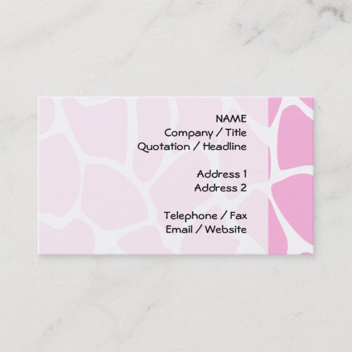 Giraffe Print Pattern in Candy Pink. Business Cards