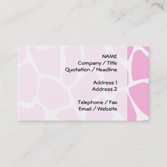Giraffe Print Pattern in Candy Pink. Business Card (Front)