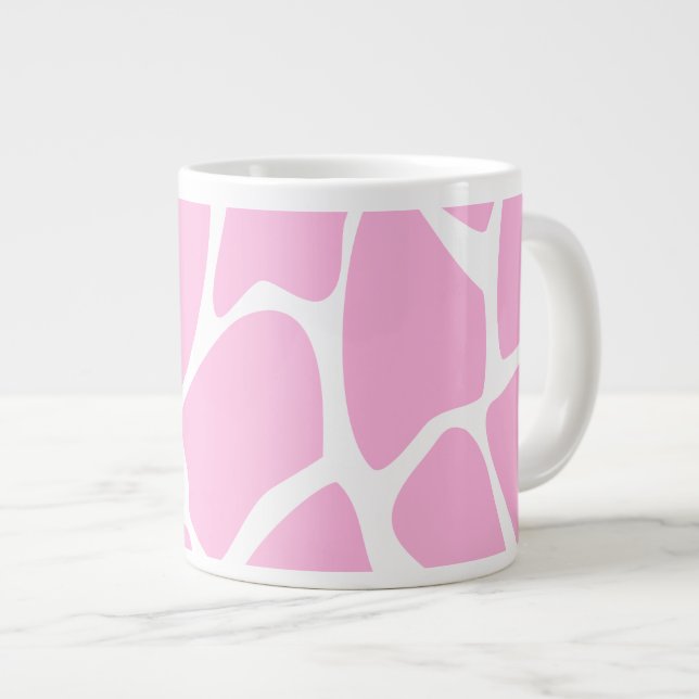 Giraffe Print Pattern in Candy Pink. Giant Coffee Mug (Front Right)