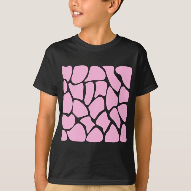 Giraffe Print Pattern in Candy Pink. T-Shirt (Front)