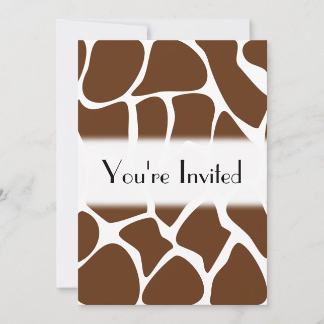 Giraffe Print Pattern in Dark Brown. Invitation (Front)