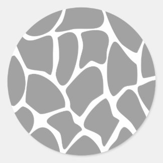 Giraffe Print Pattern in Gray. Classic Round Sticker