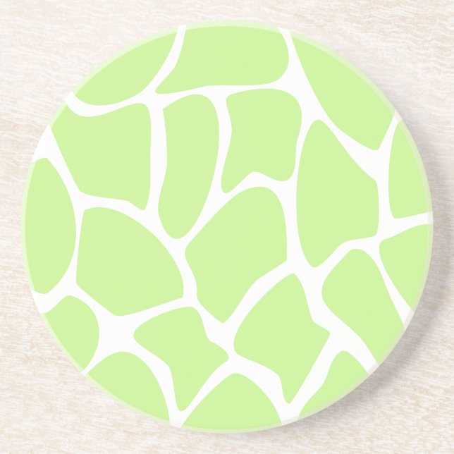Giraffe Print Pattern in Light Lime Green. Sandstone Coaster (Front)