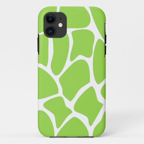 Giraffe Print Pattern in Lime Green iPhone 11 Case