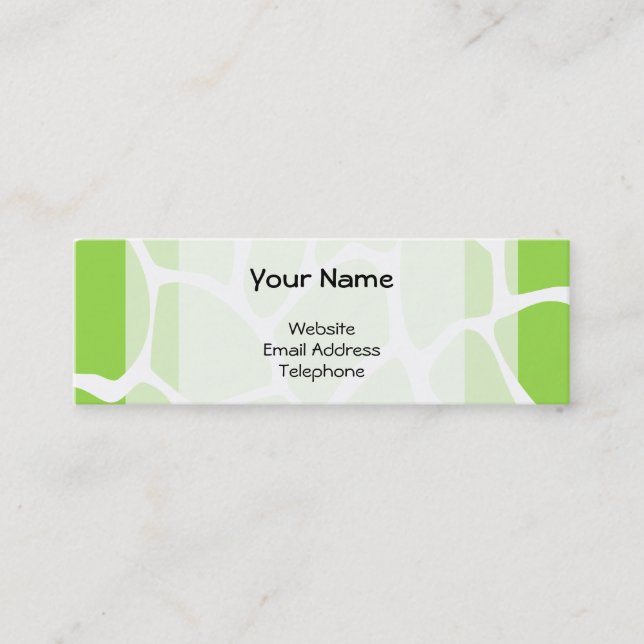 Giraffe Print Pattern in Lime Green. Mini Business Card (Front)