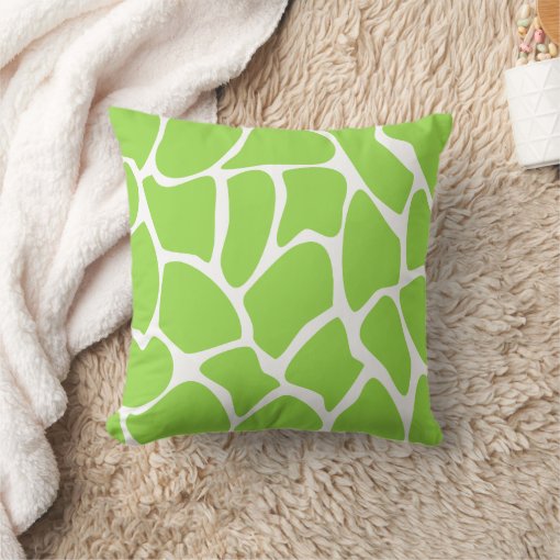 Giraffe Print Pattern in Lime Green. Throw Pillow | Zazzle